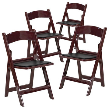 Hercules 1000 lb. Capacity Red Mahogany Resin Folding Chairs, Black, Set of 4