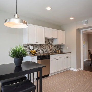 WhIte Shaker Kitchen Cabinets- Galley Style Kitchen