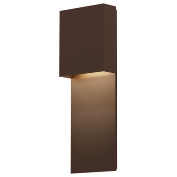 Inside Out Flat Box LED Panel Sconce, Textured Bronze, Downlight