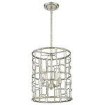 Acclaim Lighting - Amoret 3-Light Antique Silver Convertible Pendant - Robust, metal drum shaped shades of open geometric designs. This convertible light fixture easily transforms from a pendant into a semi-flush mount. Amoret is also sloped ceiling compatible.