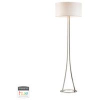 Alder Floor Lamp, Brushed Nickel With White Shade (incl. Bulb and Bridge)