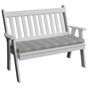 Poly Traditional English Garden Bench, White, 5 Foot