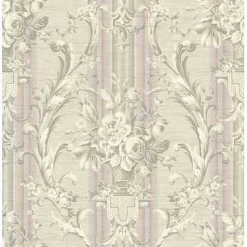 Antique Urn Wallpaper with Stripe in Purple TX41609 from Wallquest
