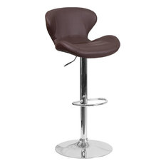 iHome Studio - Estella Aila Mid-Back Brown Vinyl Swivel Adjustable Barstool - Bar Stools and Counter Stools