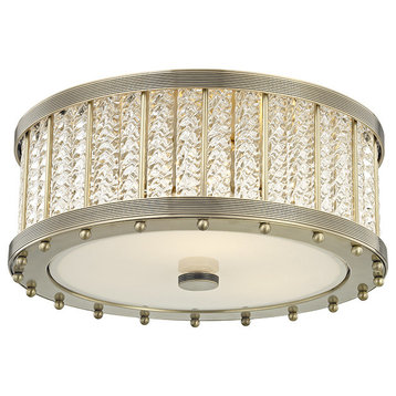 Shelby 3-Light Flush Mount, Aged Brass Finish, Clear Glass Shade
