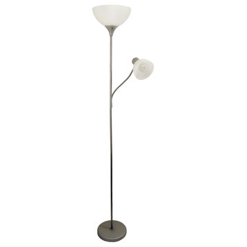 Stylish Charming Floor Lamp With Reading Light, Silver
