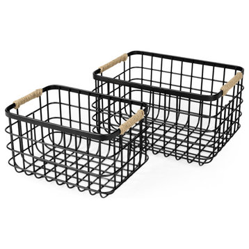 Set of Two Black Metal Baskets