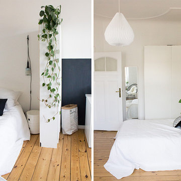 Wohn- , Schlaf- und Arbeitsbereich in einem Zimmer