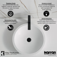 Karran Quattro QM162 Matte White Acrylic 19" Round Bathroom Vessel Sink