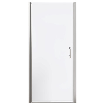 ExBrite 34"x72" Frameless Pivot Shower Door, Metal Silver