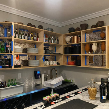 Antique Mirror Kitchen Shelf Backsplash