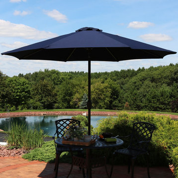 Sunnydaze Outdoor Navy Blue Sunbrella Aluminum Market Patio Deck Umbrella