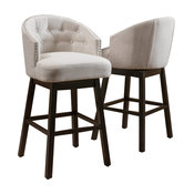 GDF Studio Westman Fabric Upholstered Swivel Seat Bar Stools, Set of 2
