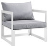 Fortuna Outdoor Aluminum Armchair, White Gray
