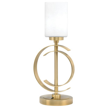 1-Light Table Lamp, New Age Brass Finish, 4" White Muslin Glass