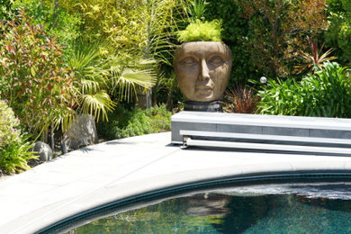 Pool landscaping - backyard custom-shaped pool landscaping idea in San Francisco