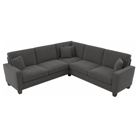 Stockton 98W L Shaped Sectional Couch in Charcoal Gray Herringbone Fabric