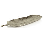 Zodax - Reze Banana Leaf Aluminum Tray, Small-24" - A metal banana leaf tray in a stunning silver finish is sure to become an instant favorite in your home. This tray offers a wonderful blend of style and functionality and makes a distinct impression in any modern or tropical setting. Furthermore, the tray consists of strong, durable metal, ensuring it can become a mainstay in your home. Enjoy a dazzling tray that will look great in your living room or dining room.