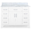 Grace Contemporary 48" Wood Single Sink Bathroom Vanity With Marble Counter Top