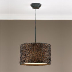 Uttermost Knotted Rattan Drum Pendant - Pendant Lighting