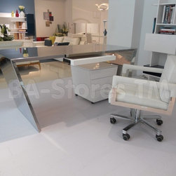 Modrest Clif Modern Office Desk with White 3-Drawer Office Cabinet - Desks And Hutches