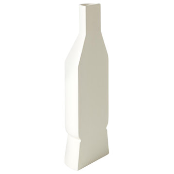 Flat Back Vase, Matte White, Medium