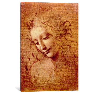 "Female Head" by Leonardo da Vinci, 18x12x1.5"