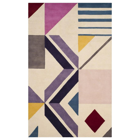 Safavieh Couture Fifth Avenue Collection FTV116 Rug, Ivory and Purple, 5'x8'