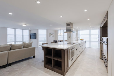 This is an example of a contemporary kitchen in Miami with with island.