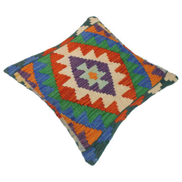 Rustic Turkish Terrie Hand Woven Kilim Throw Pillow