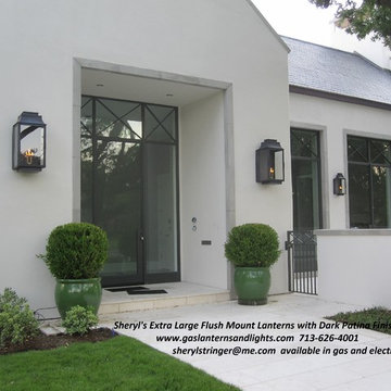 Sheryl's Extra Large Flush Mount Contemporary Gas Lanterns with Dark Patina Fini