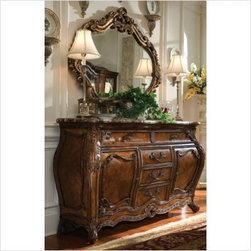 AICO Furniture - Palais Royale Sideboard and Mirror Set in Rococo Cognac - 71007 - Bedroom Products