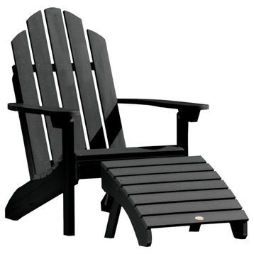 Westport Adirondack Chair With Ottoman, Black