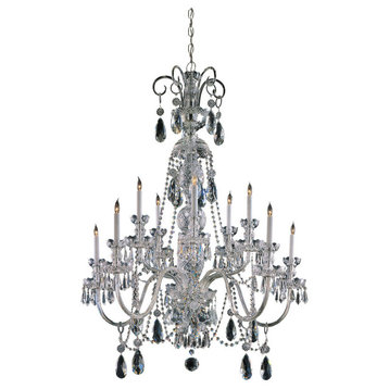 Traditional Crystal 10 Light Polished Chrome Hand Cut Crystal Chandelier