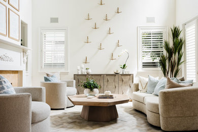 Example of a beach style living room design in Los Angeles