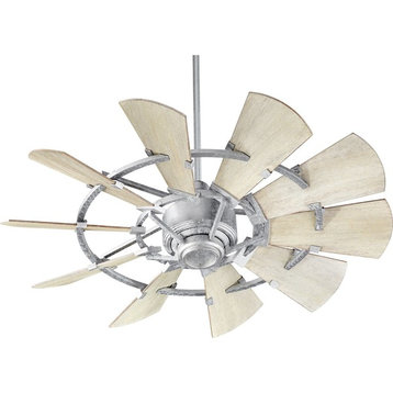 Quorum Windmill 44" Outdoor Ceiling Fan 94410-9 - Galvanized w/Weathered Oak