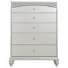 Bowery Hill Transitional 5 Drawer Chest in Platinum