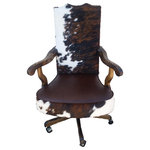 Lored - Full Back Tri Color Cowhide Office Chair - This Full Back Tri Color Cowhide Office Chair features a stunning full in-back and out-back of tri-color cowhide upholstery, sure to create a remarkable statement in any office!