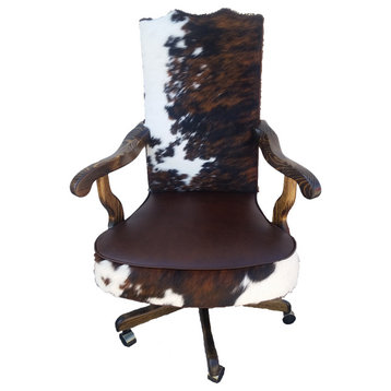 Full Back Tri Color Cowhide Office Chair