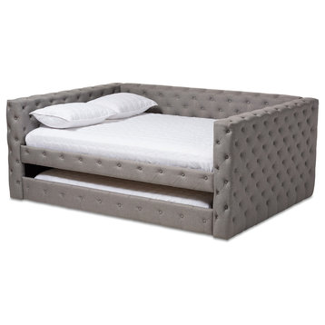 Anabella Gray Fabric Full Daybed With Trundle
