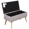 30" Lift Top Upholstered Storage Ottoman With Wooden Legs, Moroccan Gray