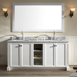 73 inch Contemporary Double Sink Bathroom Vanity Set in White Finish - Bathroom Vanities And Sink Consoles