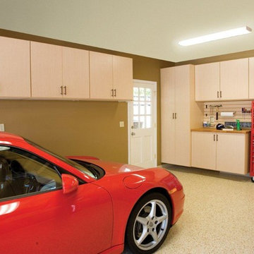 Maple Melamine Garage Cabinets with Sarhara Epoxy Flooring