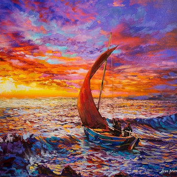 Seascape , Seascape painting,Original Paintings for Sale by Leon Devenice