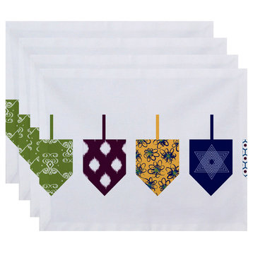 Decorative Holiday Placemat Geometric, Set of 4, White