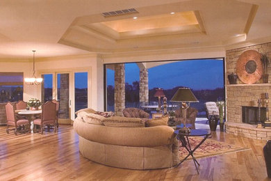 Example of a transitional living room design in Austin
