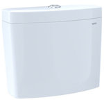 Toto - Toto AquiaIV 2Flush Toilet Tank Only, WASHLET+ Auto Flush Compat CW-ST446EMA#01 - The TOTO Aquia IV Dual Flush 1.28 and 0.8 GPF Auto Flush Compatible Toilet Tank is designed for use with the Aquia IV dual flush bowl. The Aquia IV tank includes a tank to bowl gasket, tank to bowl hardware, and toilet bolt caps. The Aquia IV tank features TOTO's Dual-Max dual flush option, allowing you to proactively conserve water usage. The chrome center-mounted push button that sits atop the tank allows you to choose between a 0.8 GPF rinse or 1.28 GPF for tougher jobs. This version of the Aquia tank offers TOTO T40 WASHLET+ and Auto Flush compatibility for when you are ready to upgrade to a hands-free flush system with electronic bidet seat. The Aquia IV tank meets the standards for EPA WaterSense, and California's CEC and CALGreen requirements. Additional items needed for installation and use must be purchased separately: toilet bowl, wax ring, toilet mounting bolts, water supply lines, and optional WASHLET+ with Auto Flush kit purchased separately. The Aquia IV tank can be used on Aquia IV bowls.