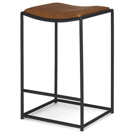 Taniel Brown Leather WithBlack Metal Counter Stool