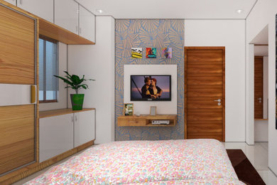 ハイデラバードにあるアジアンスタイルのおしゃれな寝室