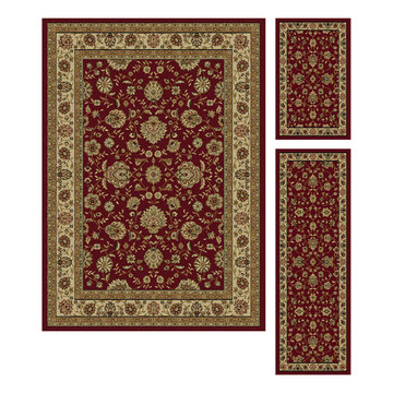 Tayse Elegance Traditional Red Machine Made Synthetic Floral 2' x 3' 5' 8' Runne